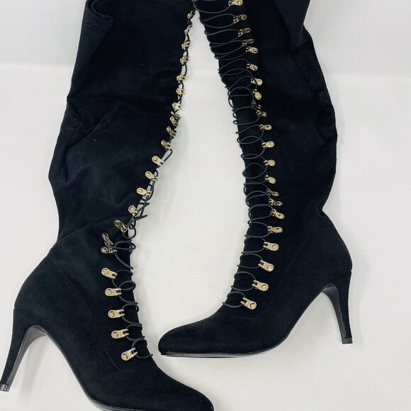Journee Collection Womens 8.5 Trill Lace Up Over The Knee Dress Boots $79 S4 - Picture 5 of 9